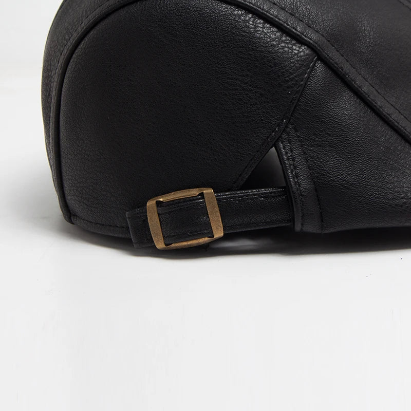Men's British Retro Leather Beret