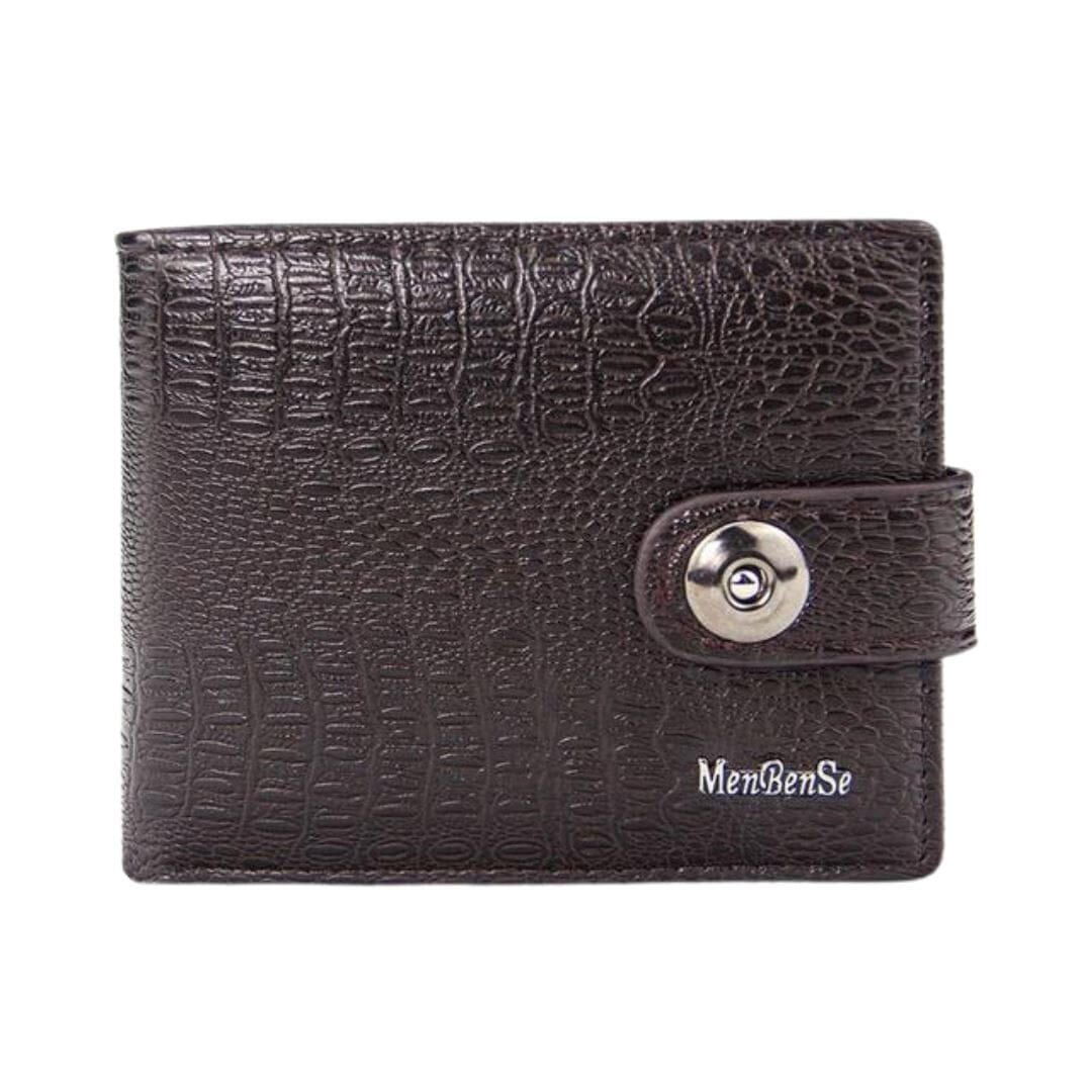 Men's Leather Wallet with Button - Elegance