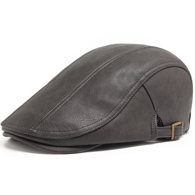 Men's British Retro Leather Beret