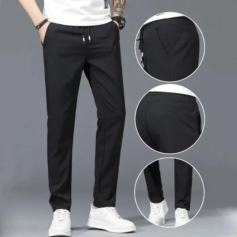 Men’s Slim Elastic Formal Trousers