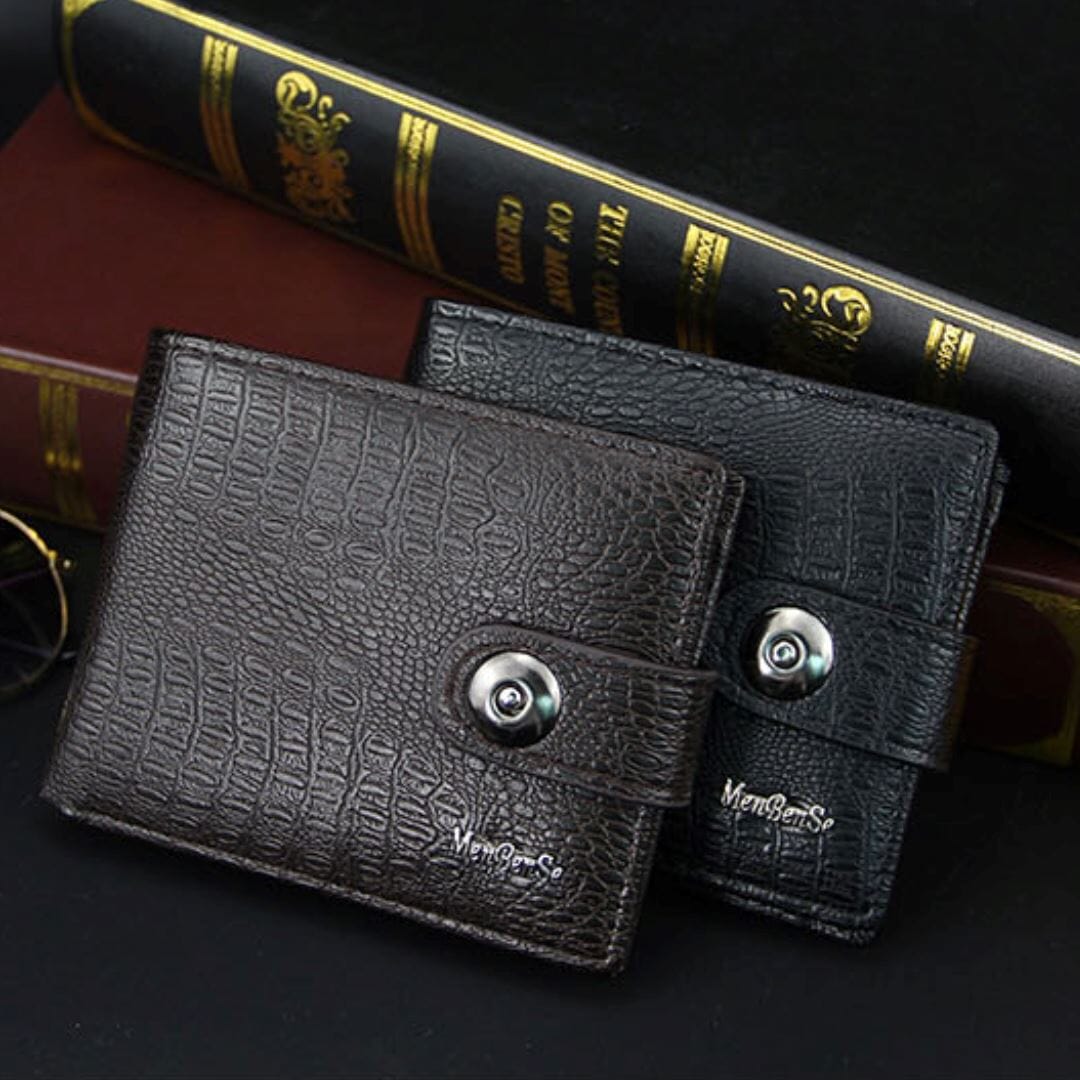 Men's Leather Wallet with Button - Elegance