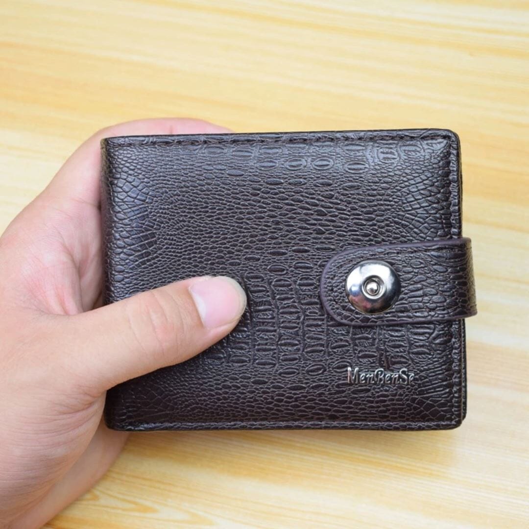 Men's Leather Wallet with Button - Elegance