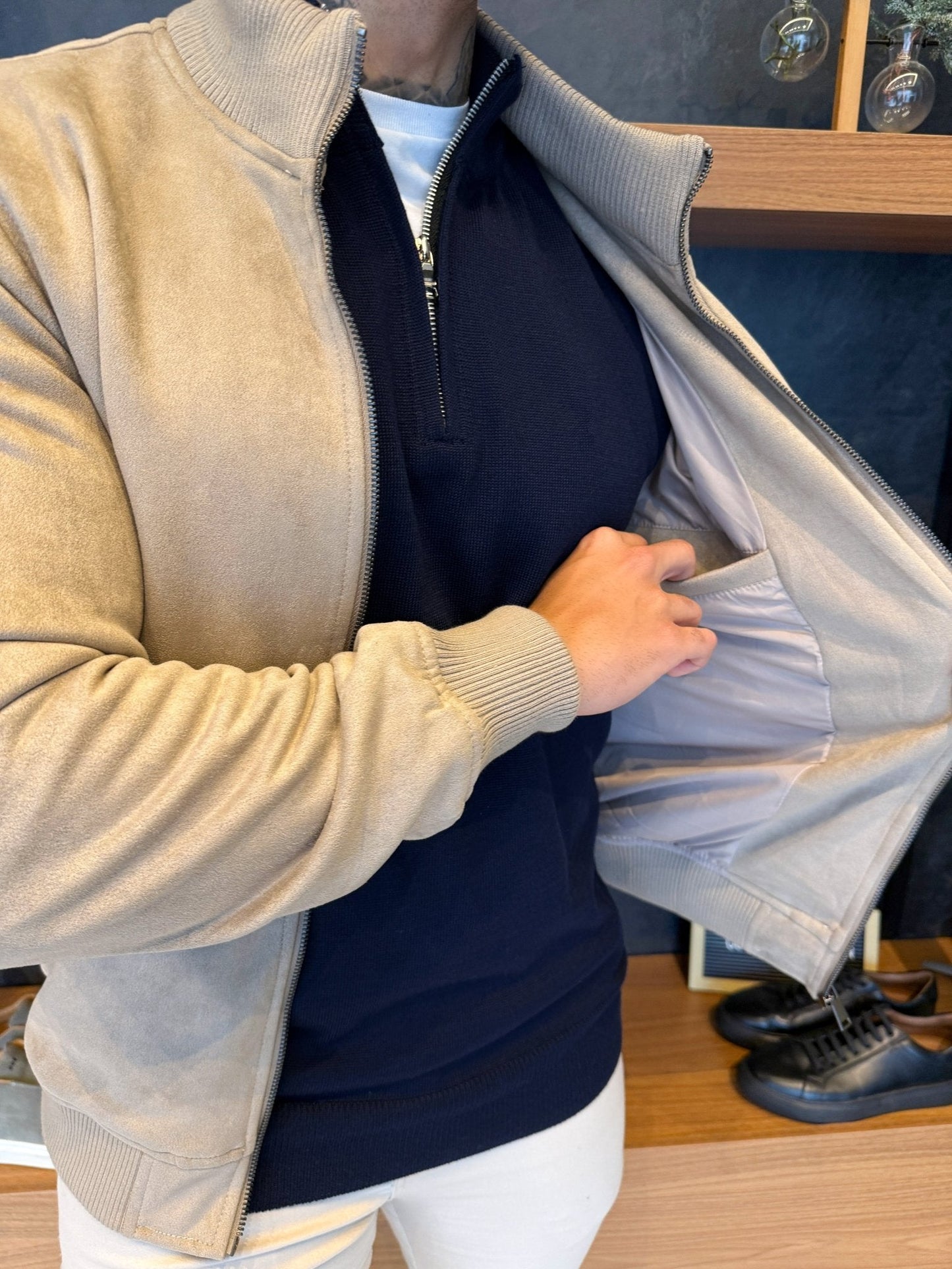 Men’s Beige Suede Jacket