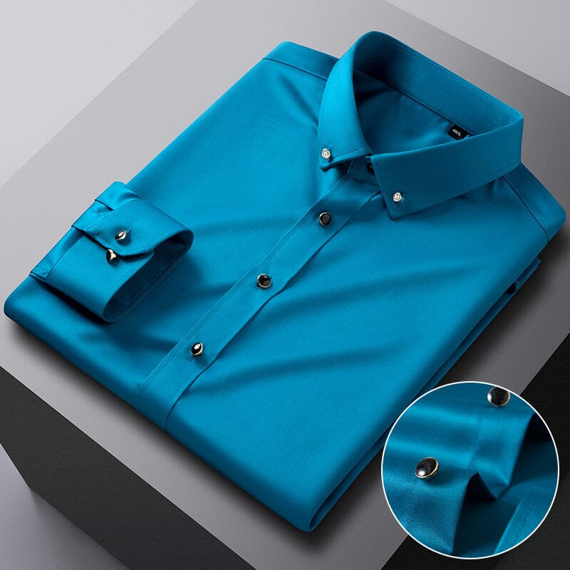 Men's Slim Fit Dress Shirt in Ice Silk