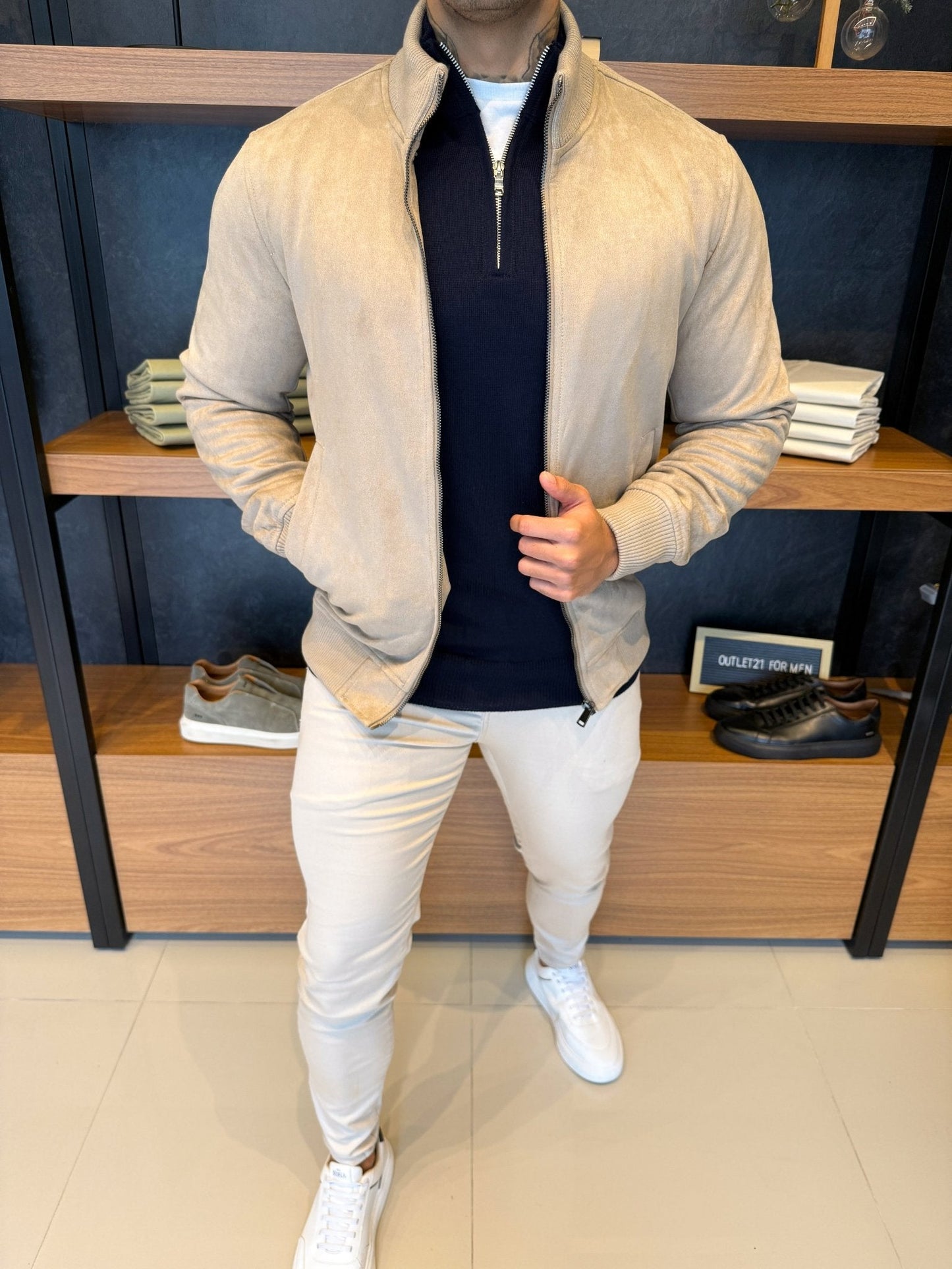 Men’s Beige Suede Jacket