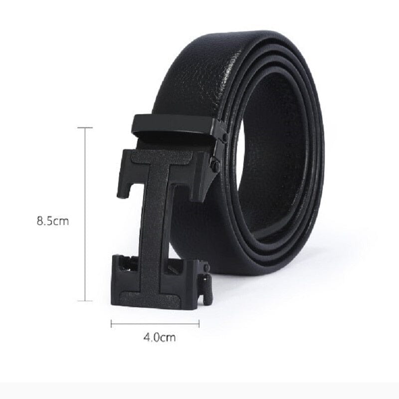 Leather Belt with Automatic Metal Buckle
