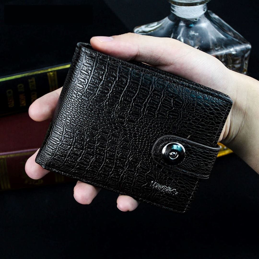 Men's Leather Wallet with Button - Elegance