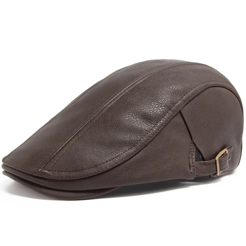 Men's British Retro Leather Beret