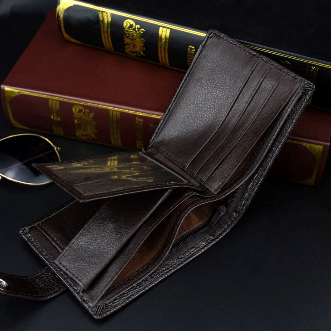 Men's Leather Wallet with Button - Elegance