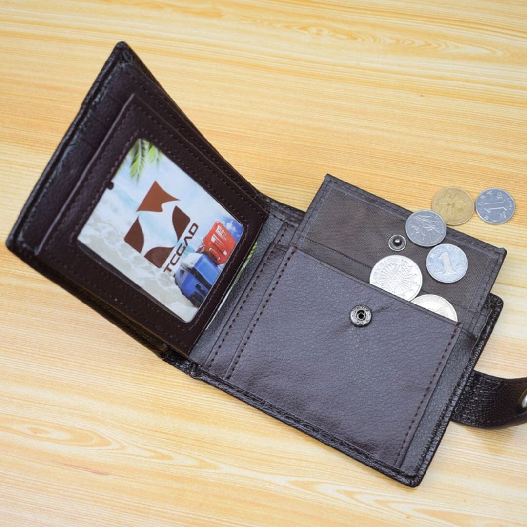 Men's Leather Wallet with Button - Elegance