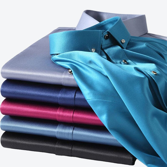 Men's Slim Fit Dress Shirt in Ice Silk
