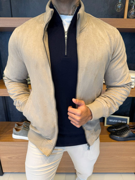 Men’s Beige Suede Jacket