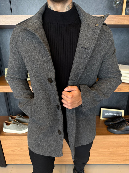 Men's Gray Wool Overcoat