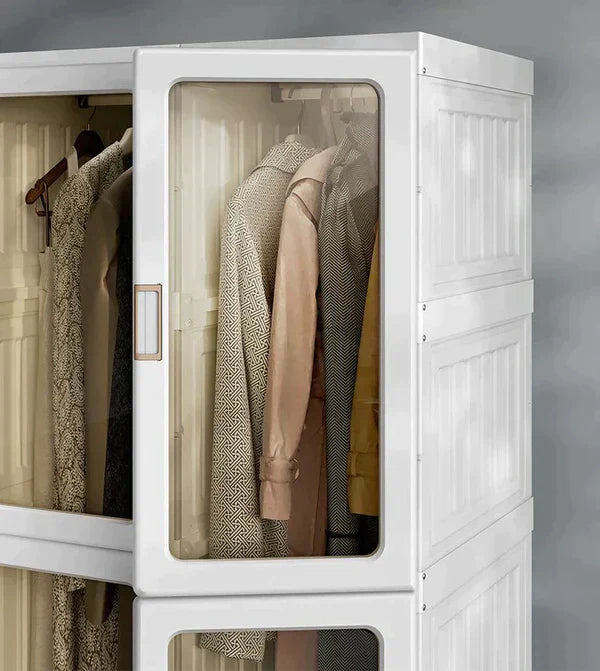 Guarda-Roupa Dobrável Portátil com Prateleiras | Armário Organizador Inteligente