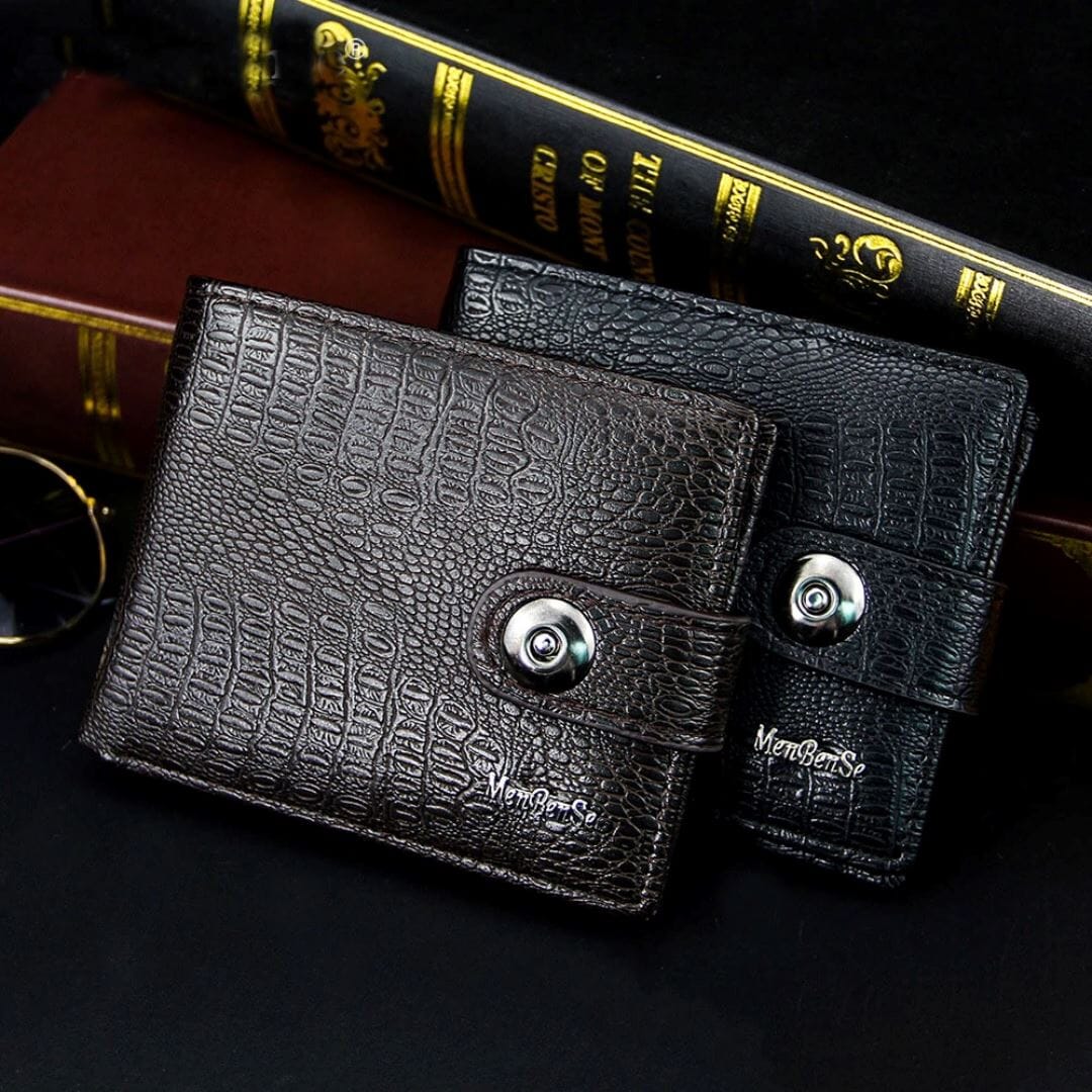 Men's Leather Wallet with Button - Elegance