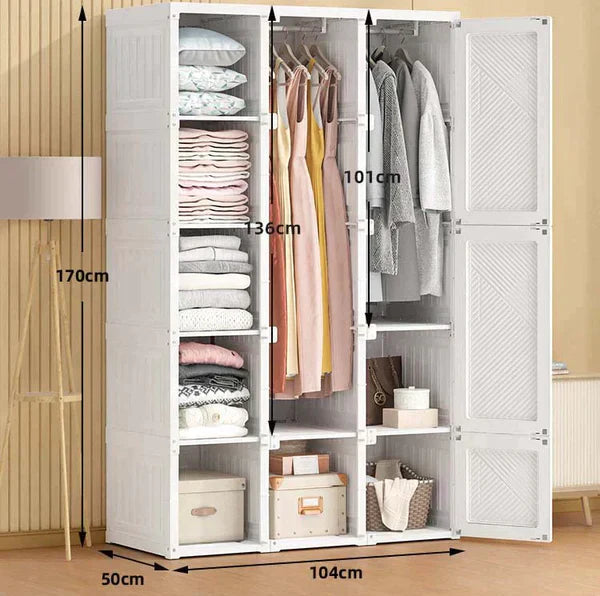 Guarda-Roupa Dobrável Portátil com Prateleiras | Armário Organizador Inteligente