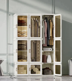 Guarda-Roupa Dobrável Portátil com Prateleiras | Armário Organizador Inteligente