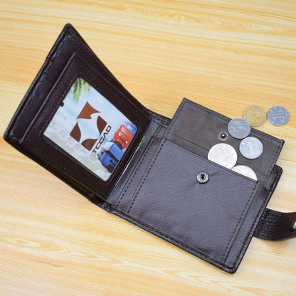 Men's Leather Wallet with Button - Elegance